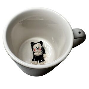 Short Subjects Polka Dot Surprise Mug 3D Blk Wht DOG Inside Peek a Boo Cup 12oz